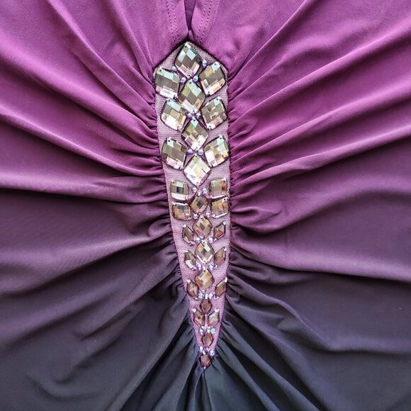 VENUS NWT Blingy Jeweled Ruched Sexy Dressy Top Ombre Cold Shoulder S - Picture 6 of 16